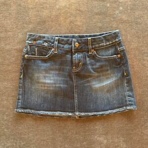 Gap 1969 Dark Wash Denim Mini Skirt Low Rise Distressed Size 4 431832-01-1